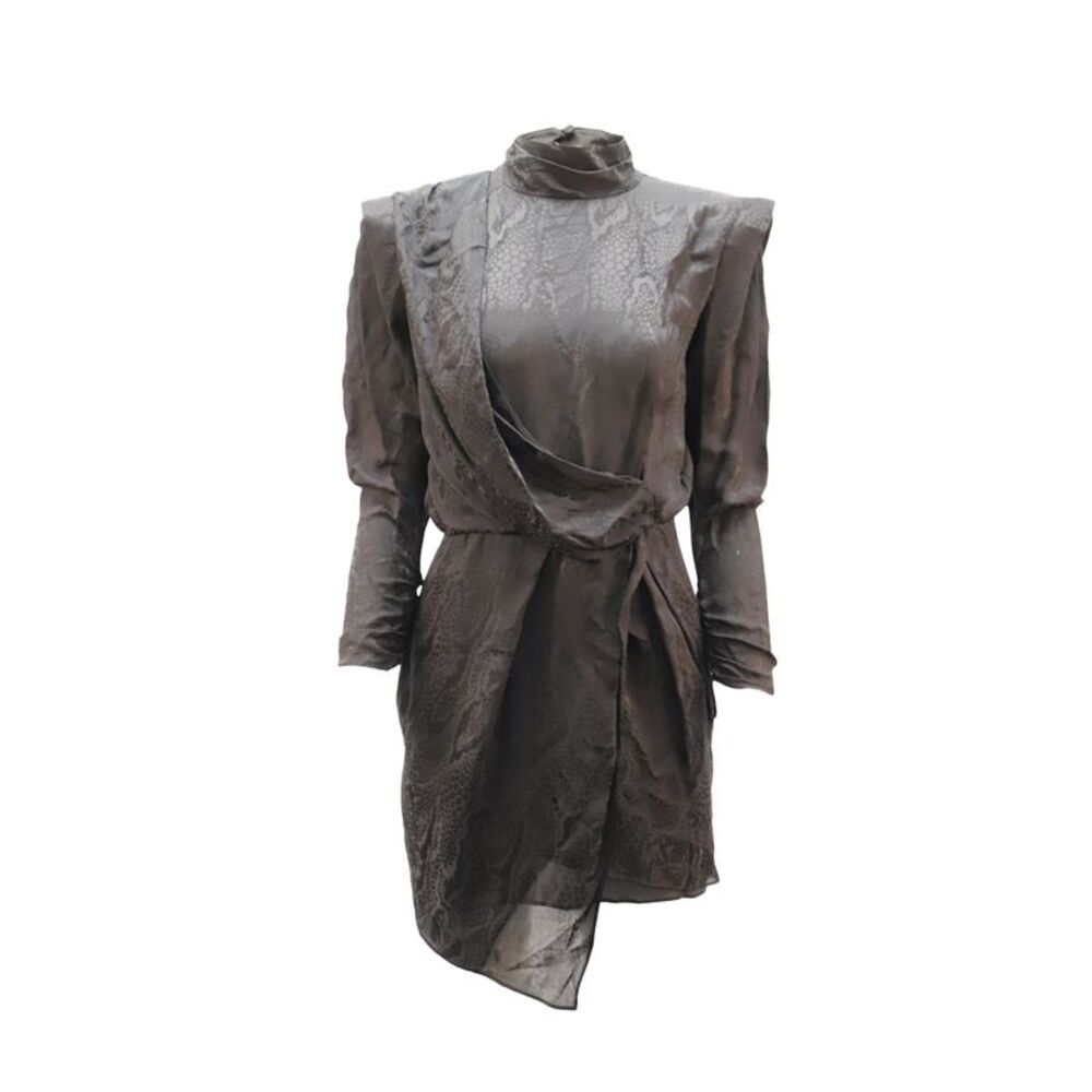 Dundas Montana Draped Satin-Jacquard Mini Dress in Black Acetate